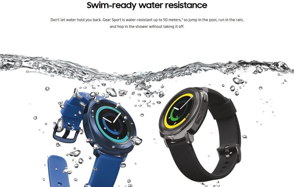 samsung gear sport water resistant